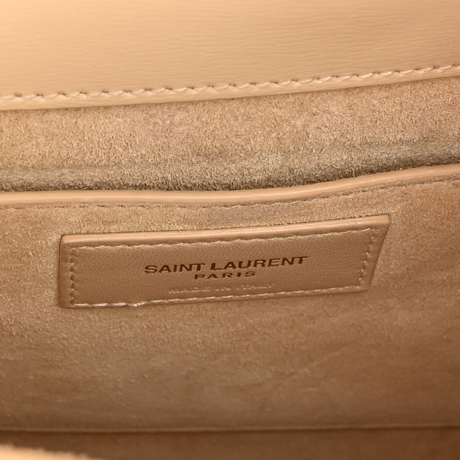 Saint Laurent Smooth Calfskin Medium Monogram Sunset Satchel Beige 6 of 11