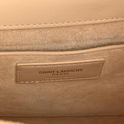 Saint Laurent Smooth Calfskin Medium Monogram Sunset Satchel Beige 6 of 11