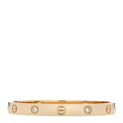 Cartier 18K Yellow Gold 4 Diamond LOVE Bracelet 16 2 of 9