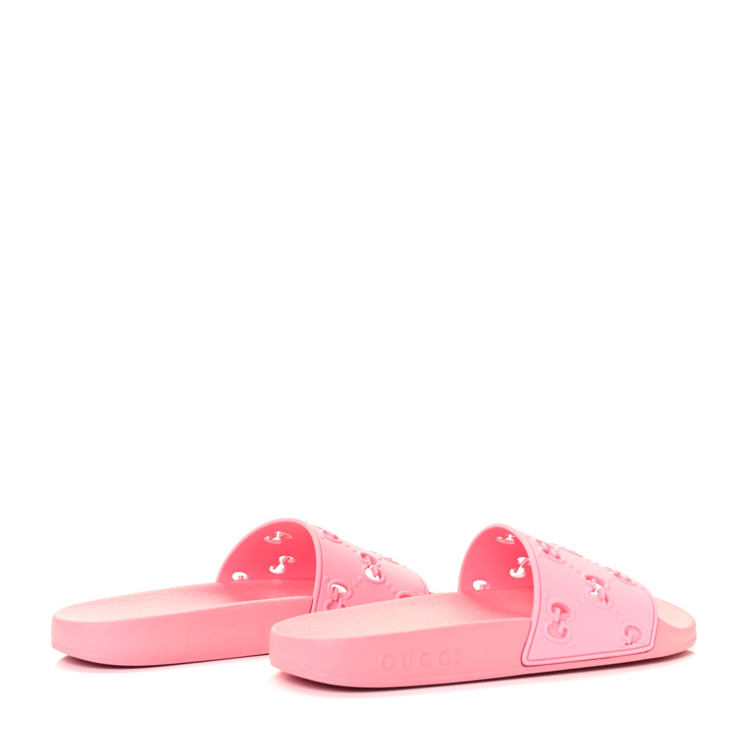 Gucci Rubber GG Monogram Perforated Womens Slide Sandals 37 Rose Box 4 of 7