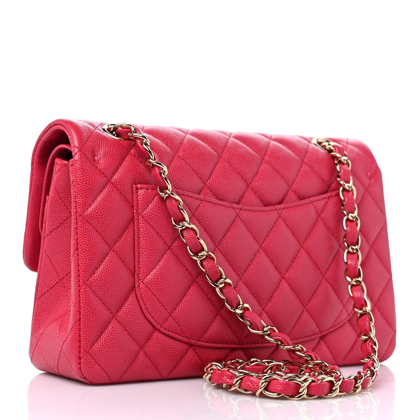 Caviar Quilted Small Double Flap Dark Pink