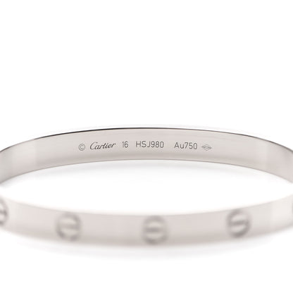 Cartier 18K White Gold LOVE Bracelet 16 6 of 8