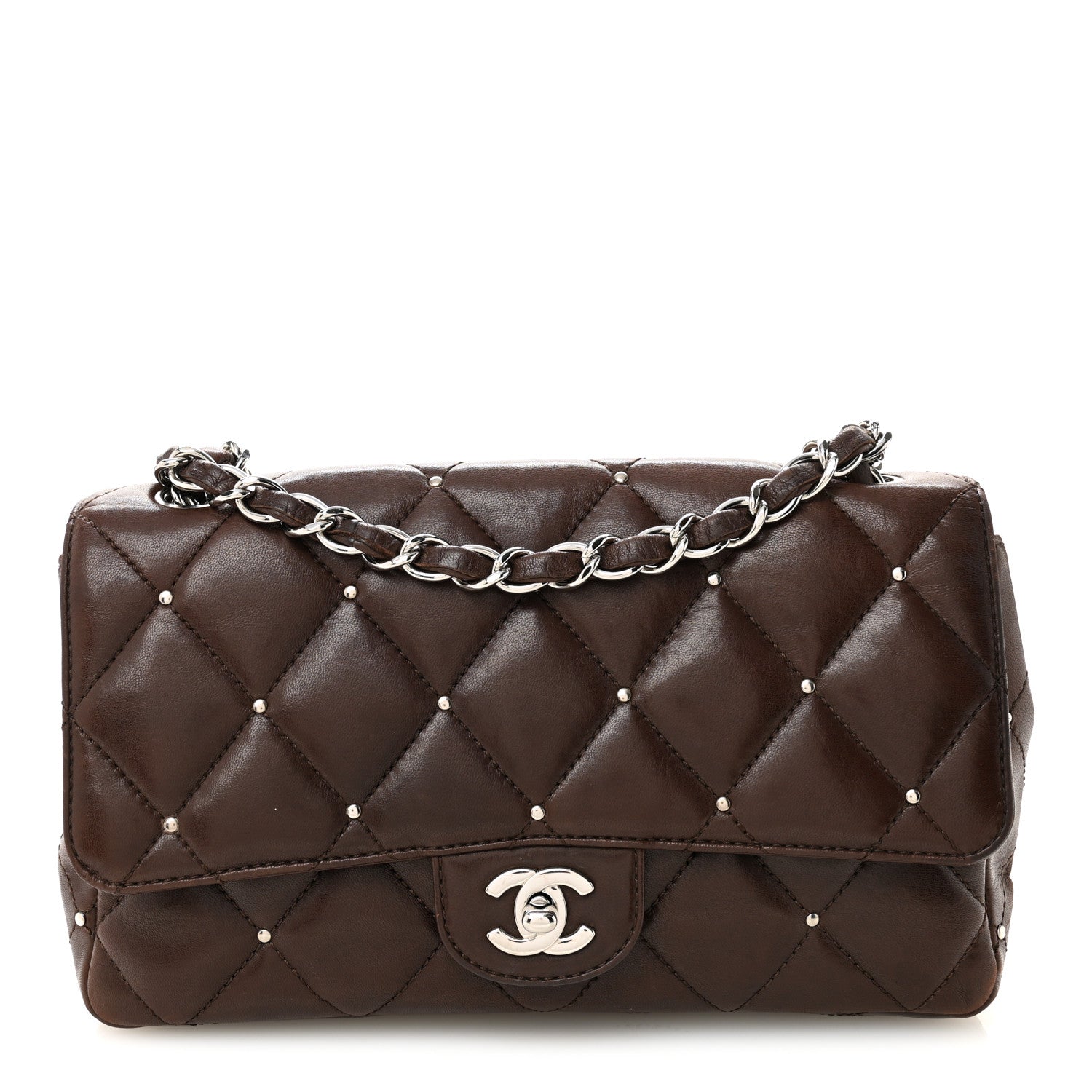 Chanel Lambskin Studded Medium Flap Brown 1 of 10