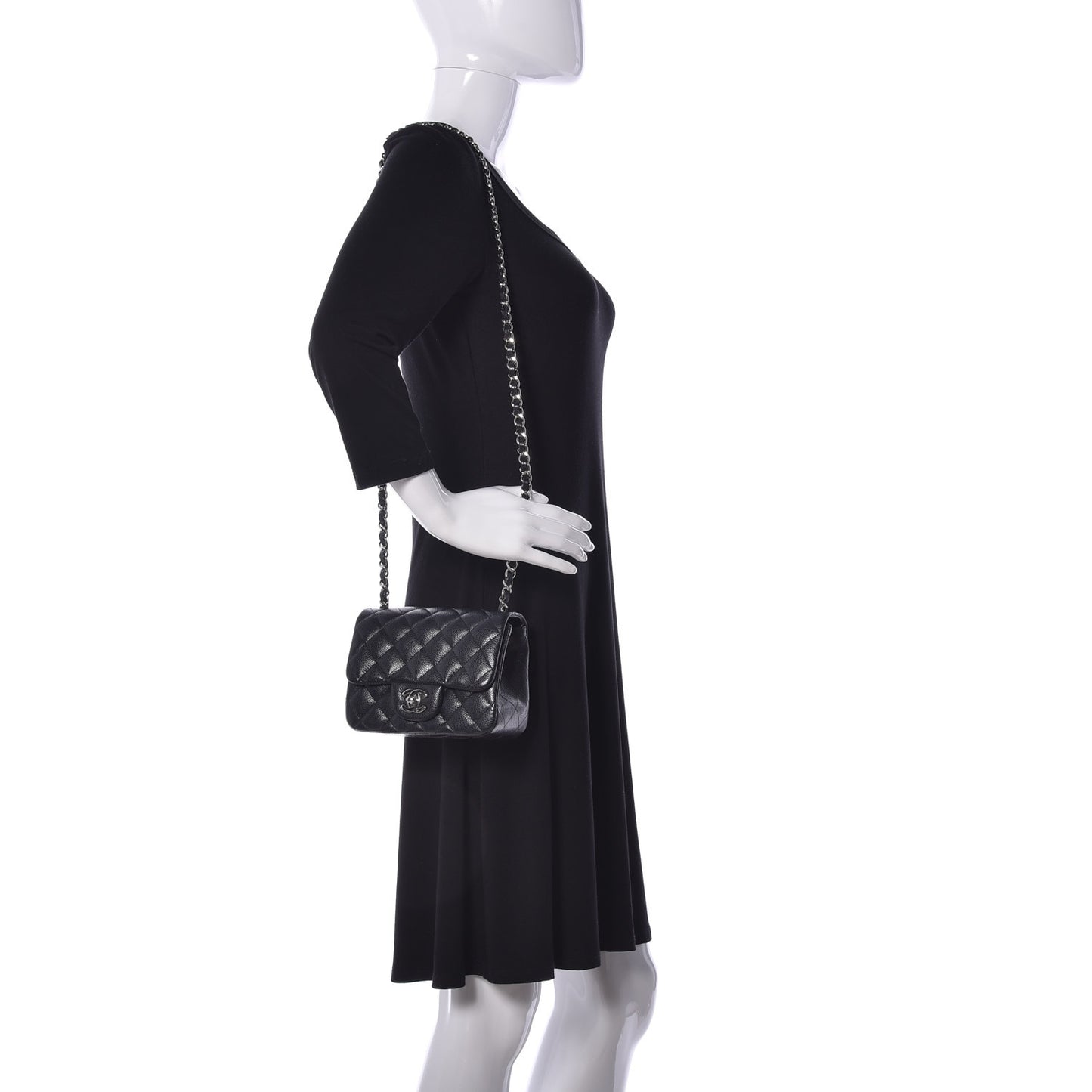 Caviar Quilted Mini Square Flap Black