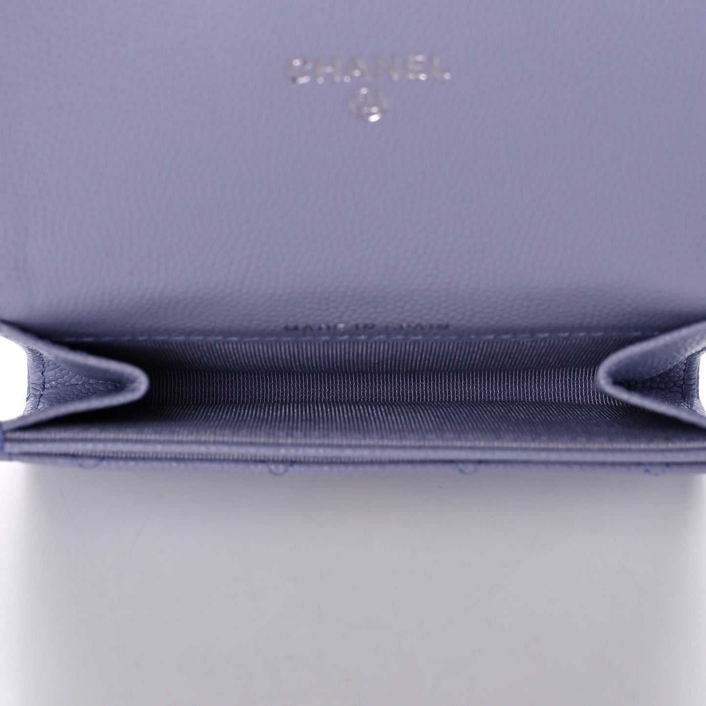 Caviar Quilted Flap Card Holder Wallet Light Purple