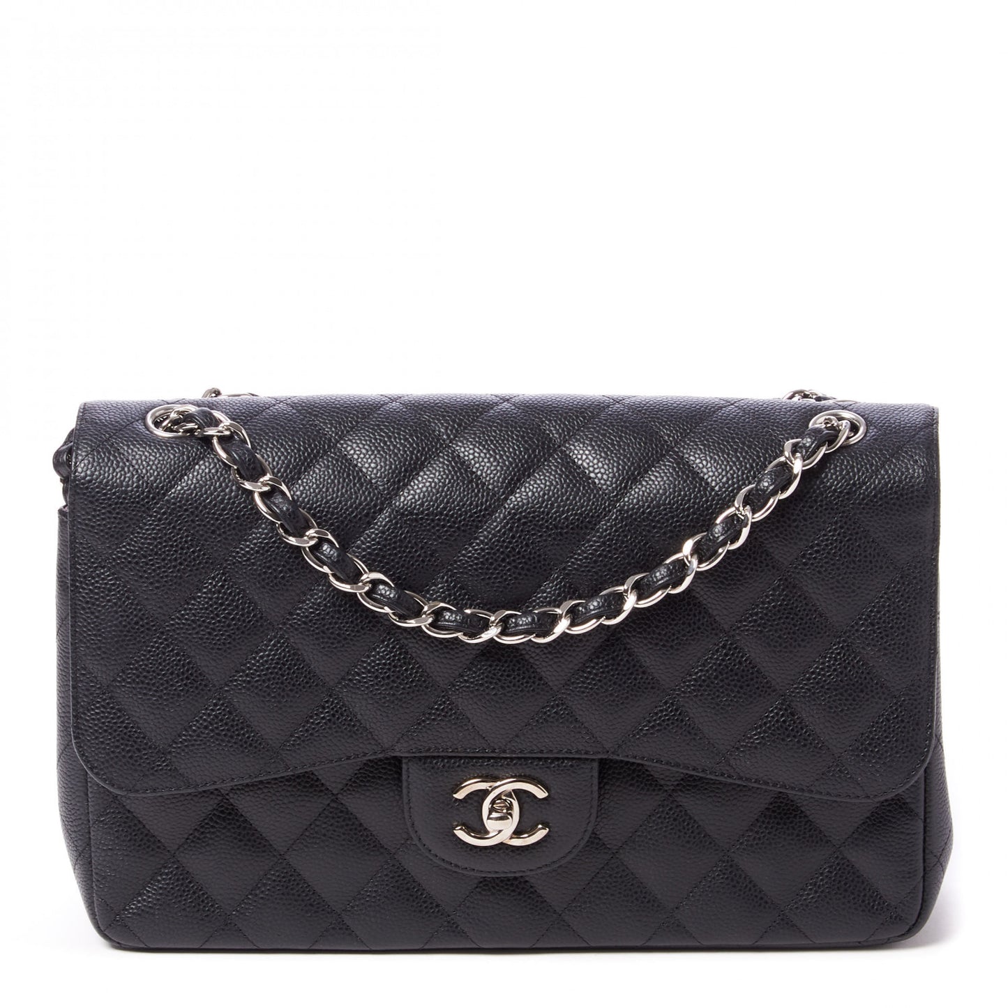 Caviar Quilted Jumbo Double Flap Black
