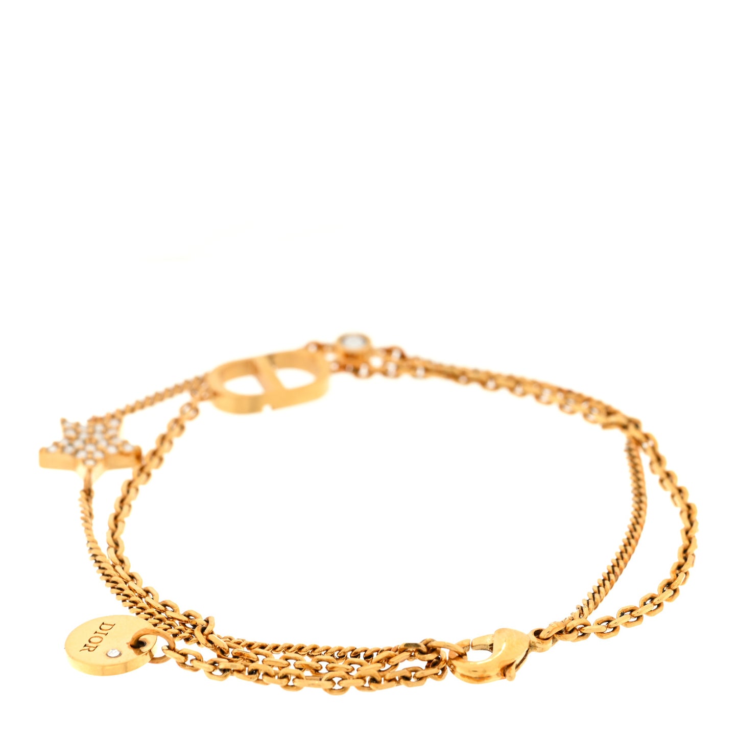 Metal Crystal Petit CD Double Bracelet Gold