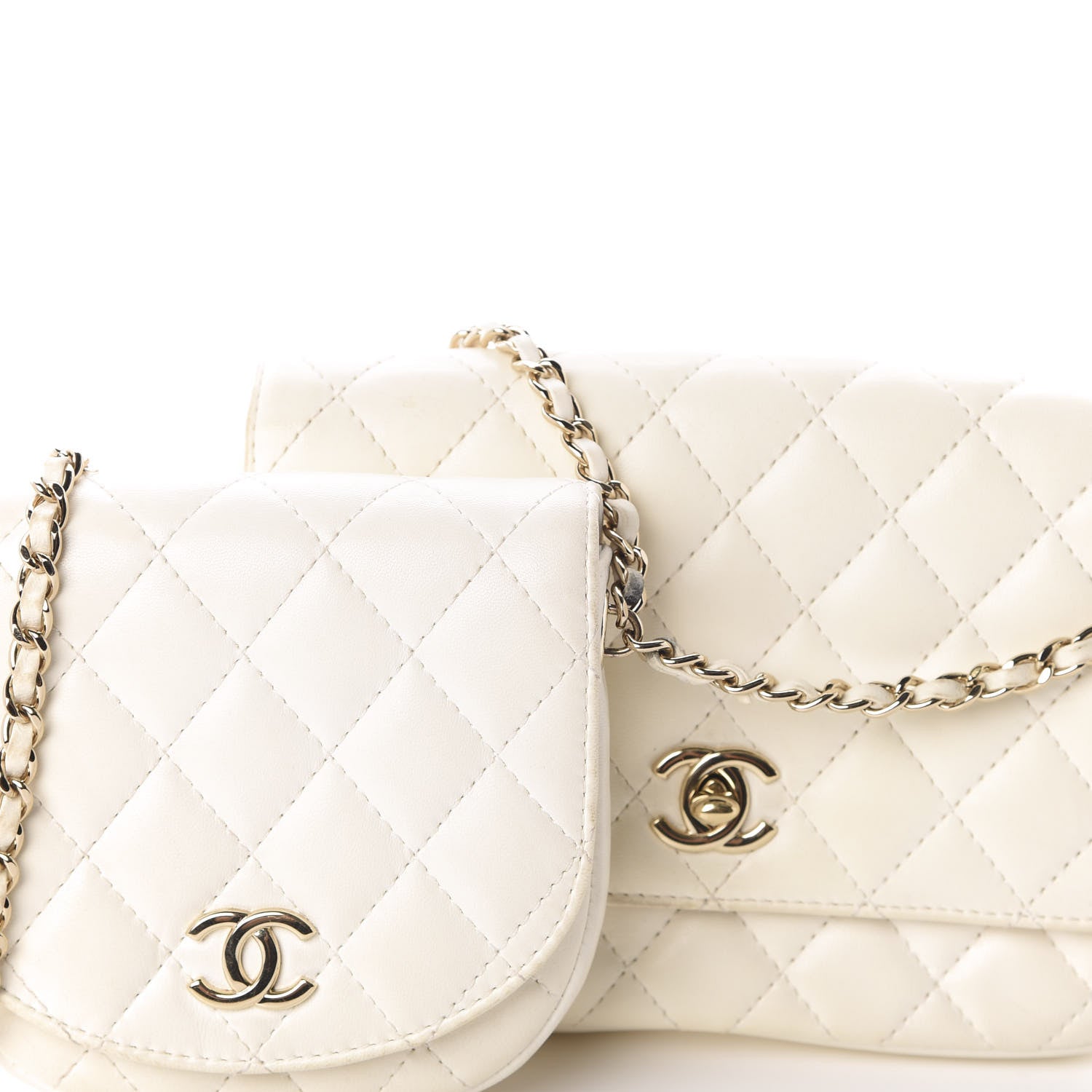 Chanel Lambskin Quilted Side Packs White 10 of 11