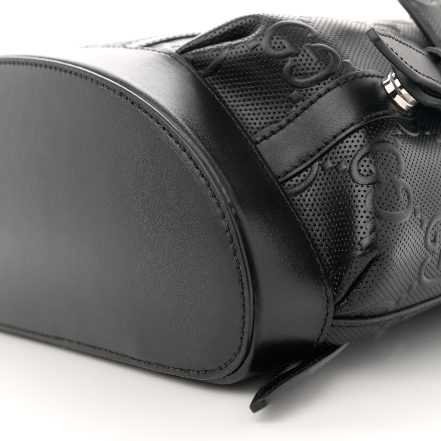 Calfskin GG Tennis Embossed Double Buckle Backpack Black