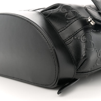 Gucci Calfskin GG Tennis Embossed Double Buckle Backpack Black 10 of 11