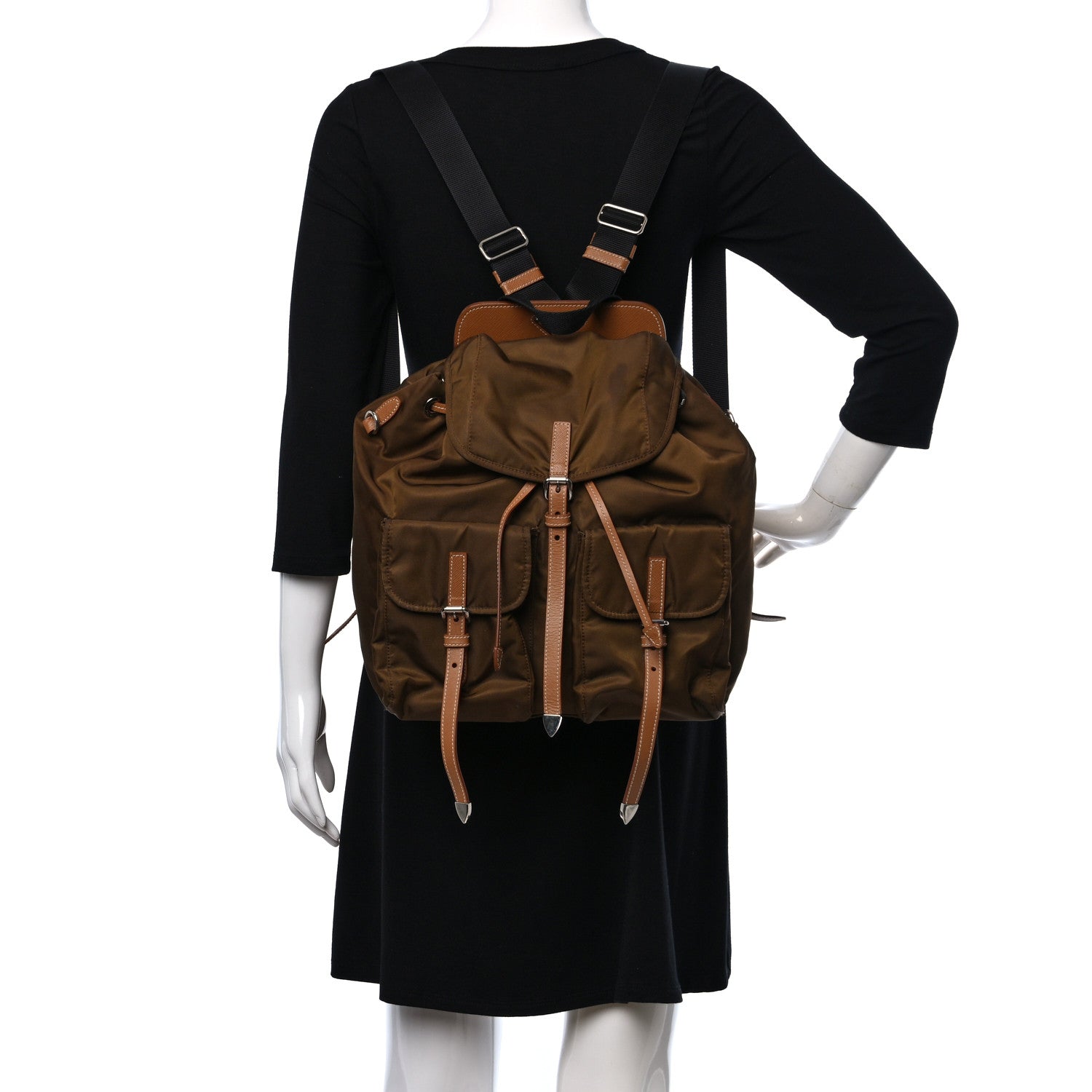 Prada Nylon Vela Saffiano Backpack Mimetico Caramel 2 of 8