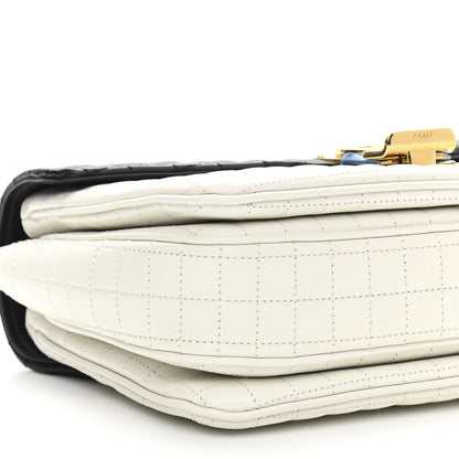 Celine Calfskin Quilted Medium C Bag Black White 11 of 12