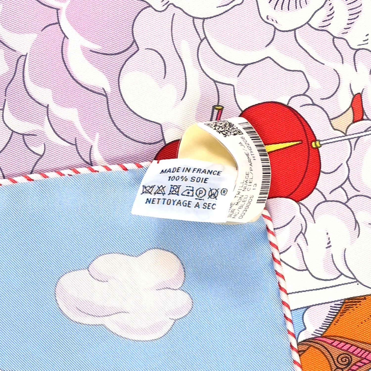 Hermes Silk Sur Mon Nuage Scarf 90 Bleu Ciel Parme Jaune 3 of 5