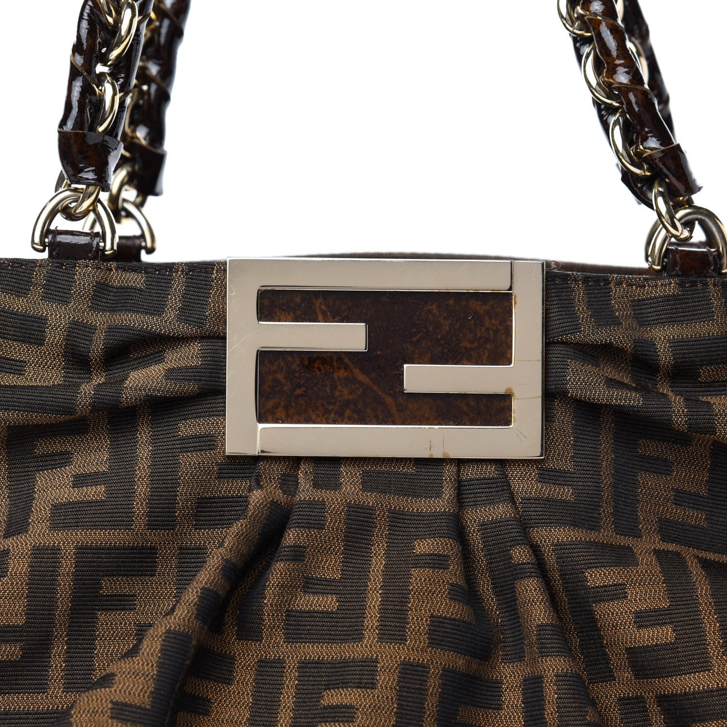 Fendi Zucca Patent Mia Tote Tobacco 13 of 13
