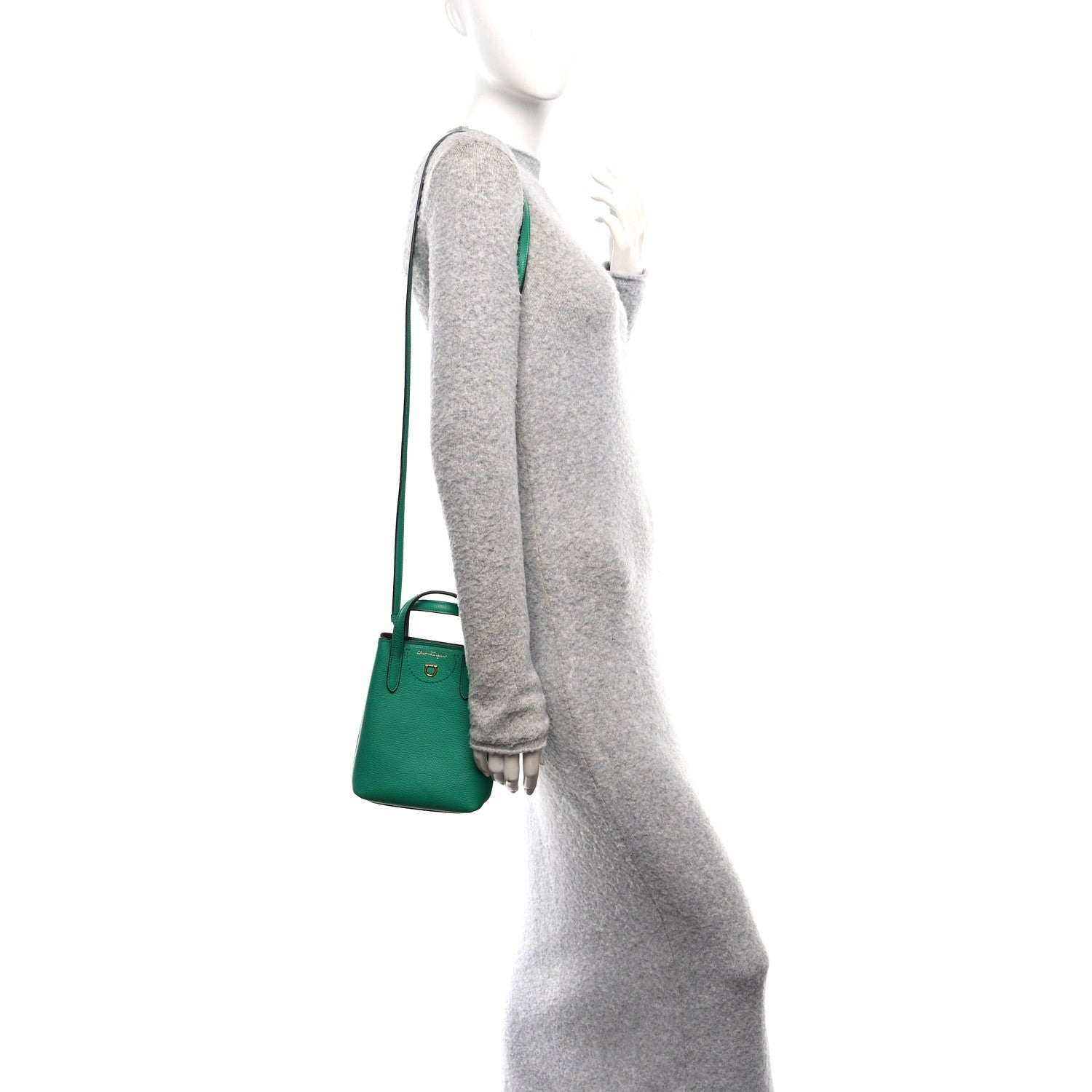Salvatore Ferragamo Tumbled Calfskin Gancini Mini Bag Smeraldo 2 of 10