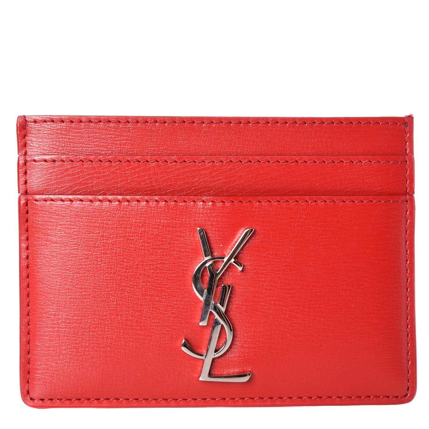 Calfskin Monogram Credit Card Case Red