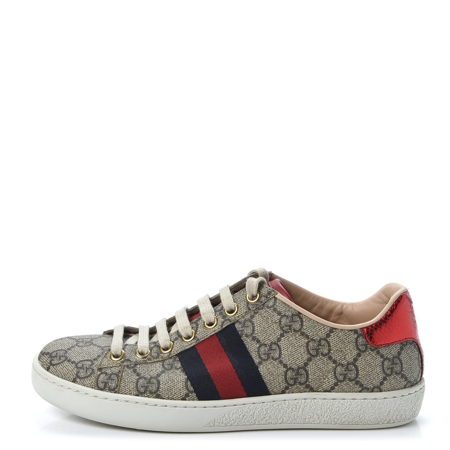 GG Supreme Monogram Womens Ace Low-Top Sneaker 35 Beige