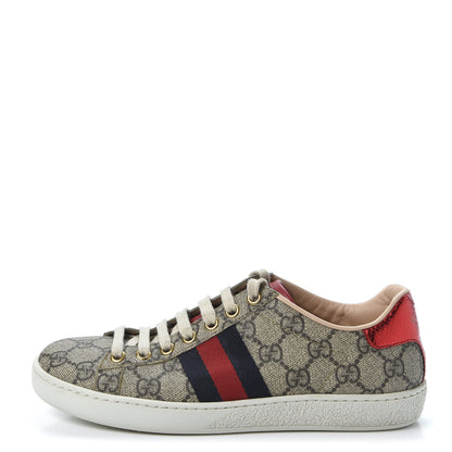 Gucci GG Supreme Monogram Womens Ace Low-Top Sneaker 35 Beige 1 of 10