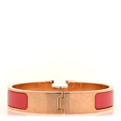 Hermes Enamel Narrow Clic Clac H Bracelet PM Rouge Corail 3 of 6