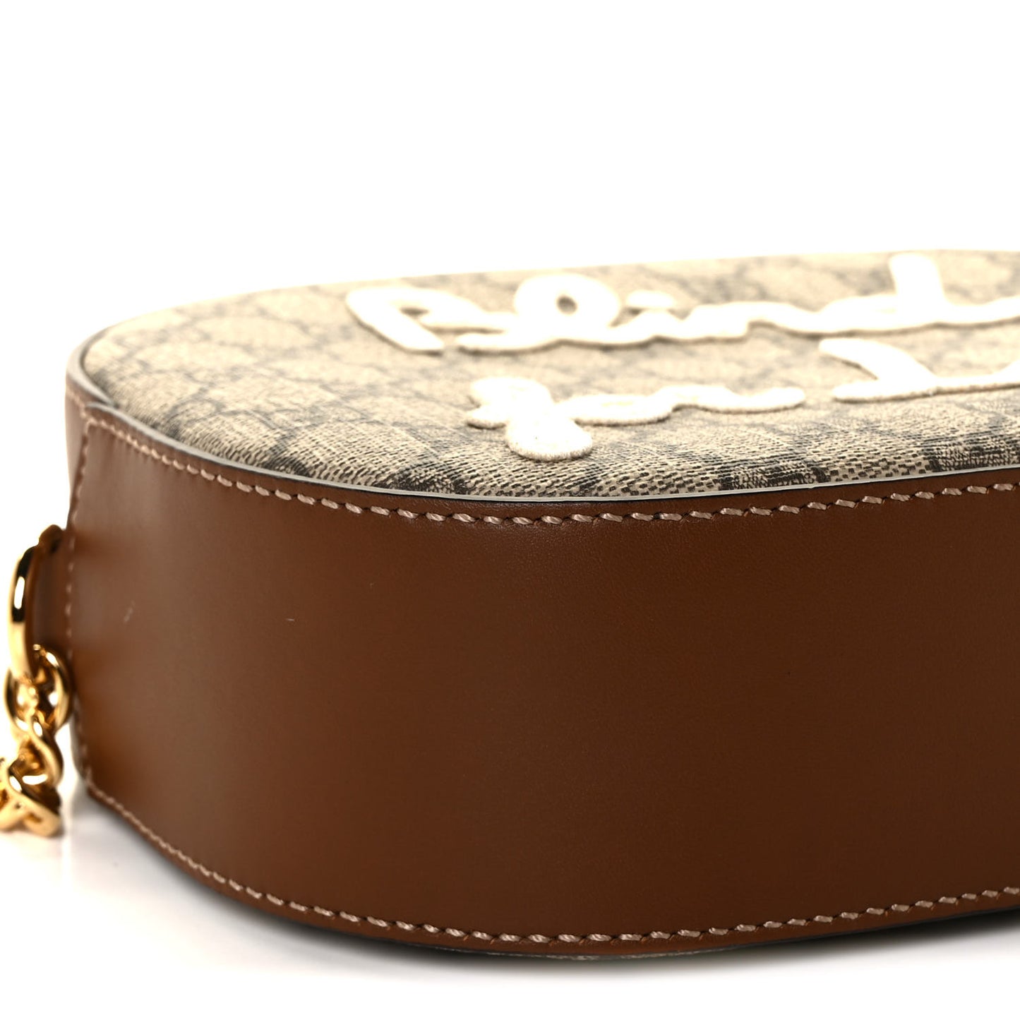 GG Supreme Monogram Blind For Love Embroidered Mini Chain Shoulder Bag Beige Tuscany