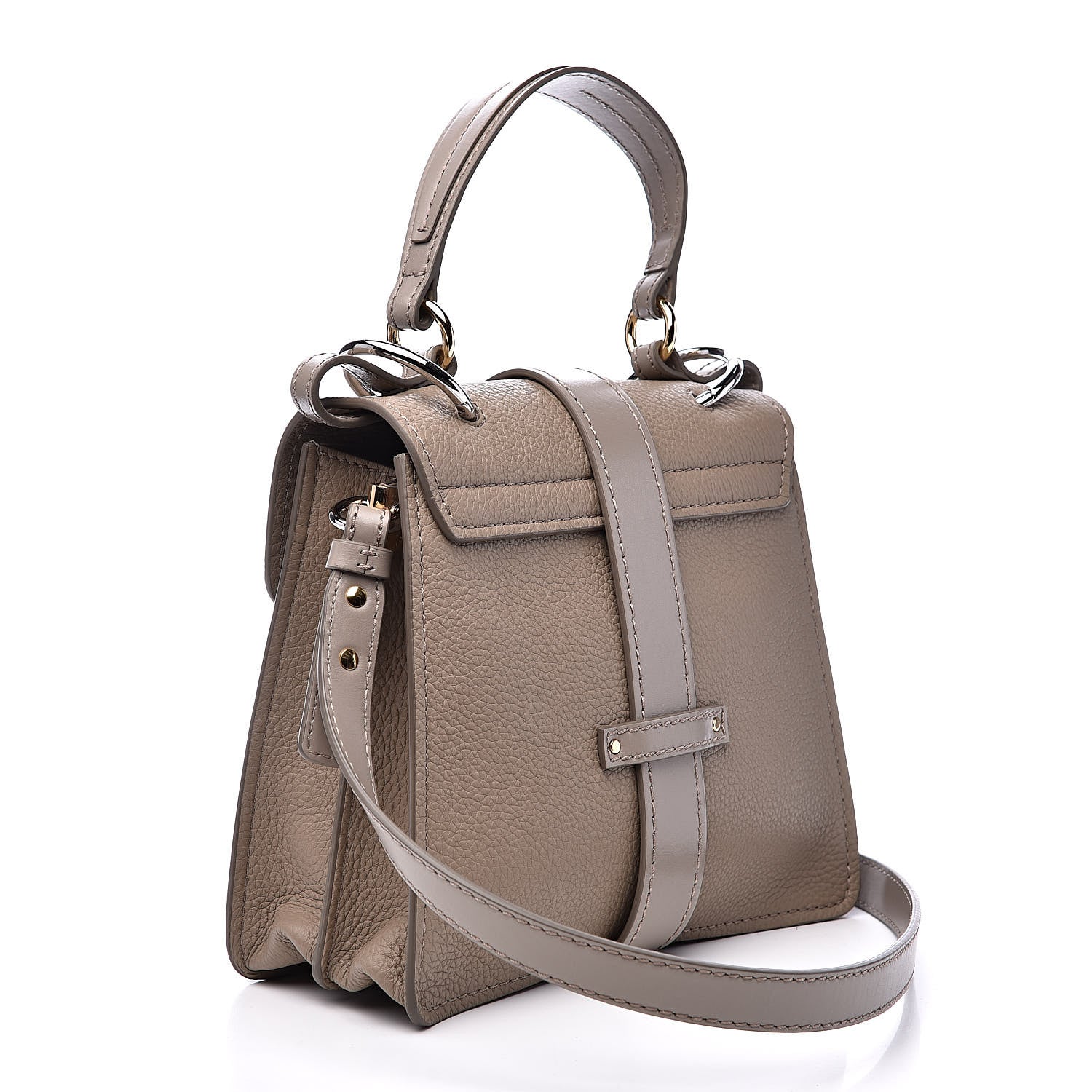 Chloe Shiny Grained Calfskin Small Aby Day Shoulder Bag Motty Grey 3 of 9