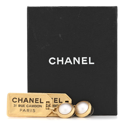Chanel Pearl CC Tags Drop Earrings Gold 5 of 5