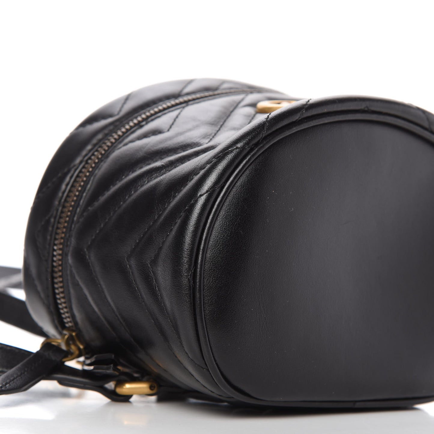 Calfskin Matelasse Mini GG Marmont Round Backpack Black