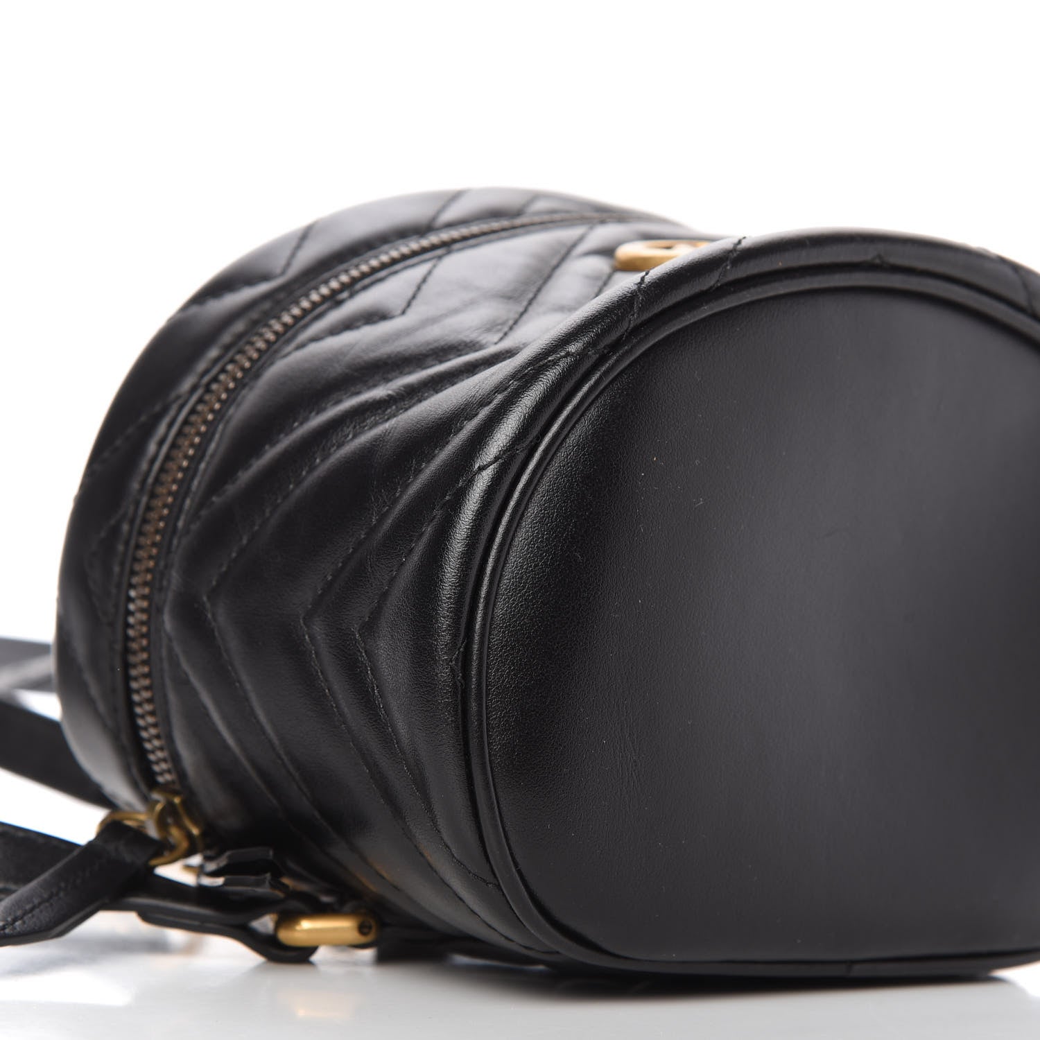 Gucci Calfskin Matelasse Mini GG Marmont Round Backpack Black 6 of 10