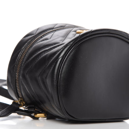 Gucci Calfskin Matelasse Mini GG Marmont Round Backpack Black 6 of 10