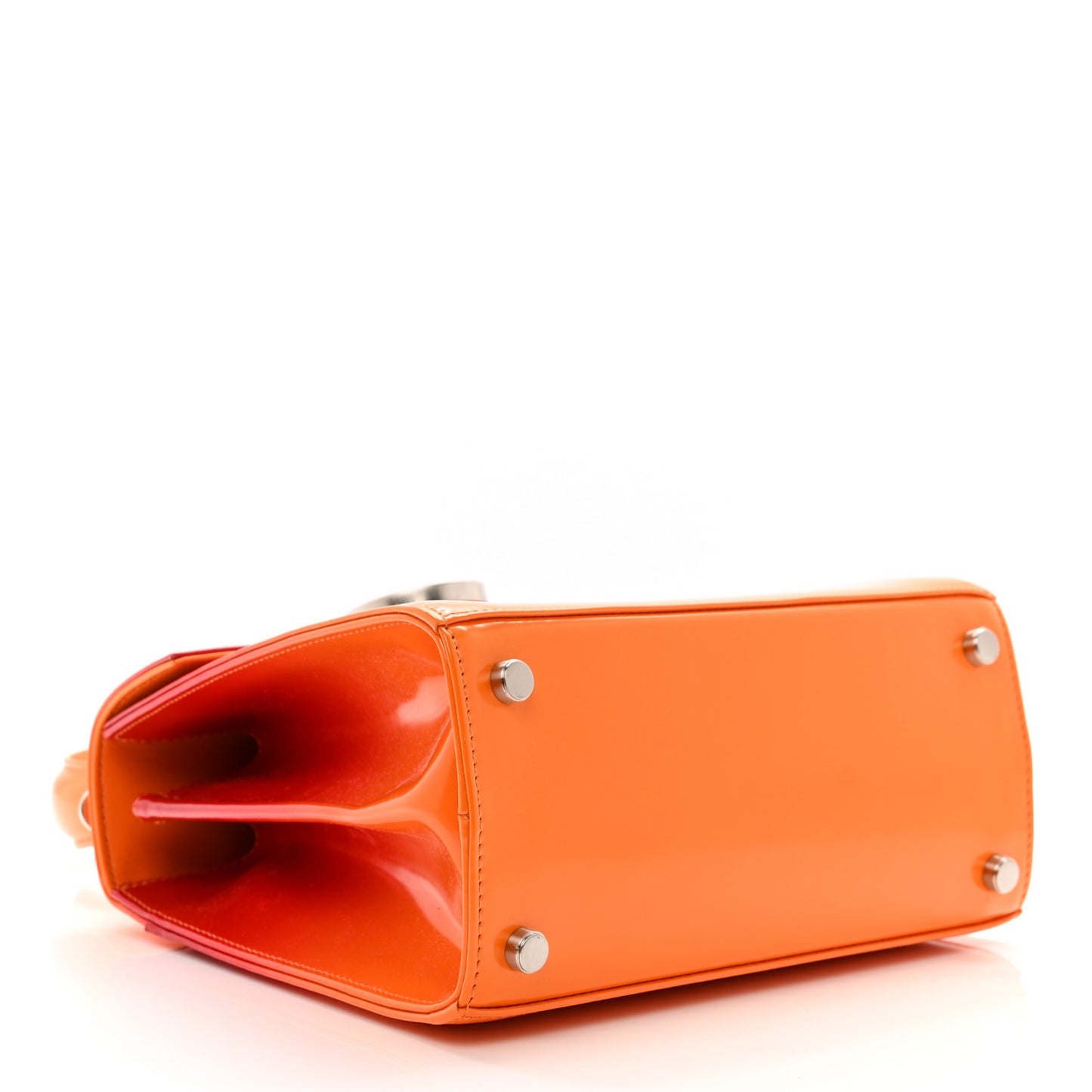 Brushed Calfskin Airbrush Small Iconic Top Handle Bag Orange Multicolor