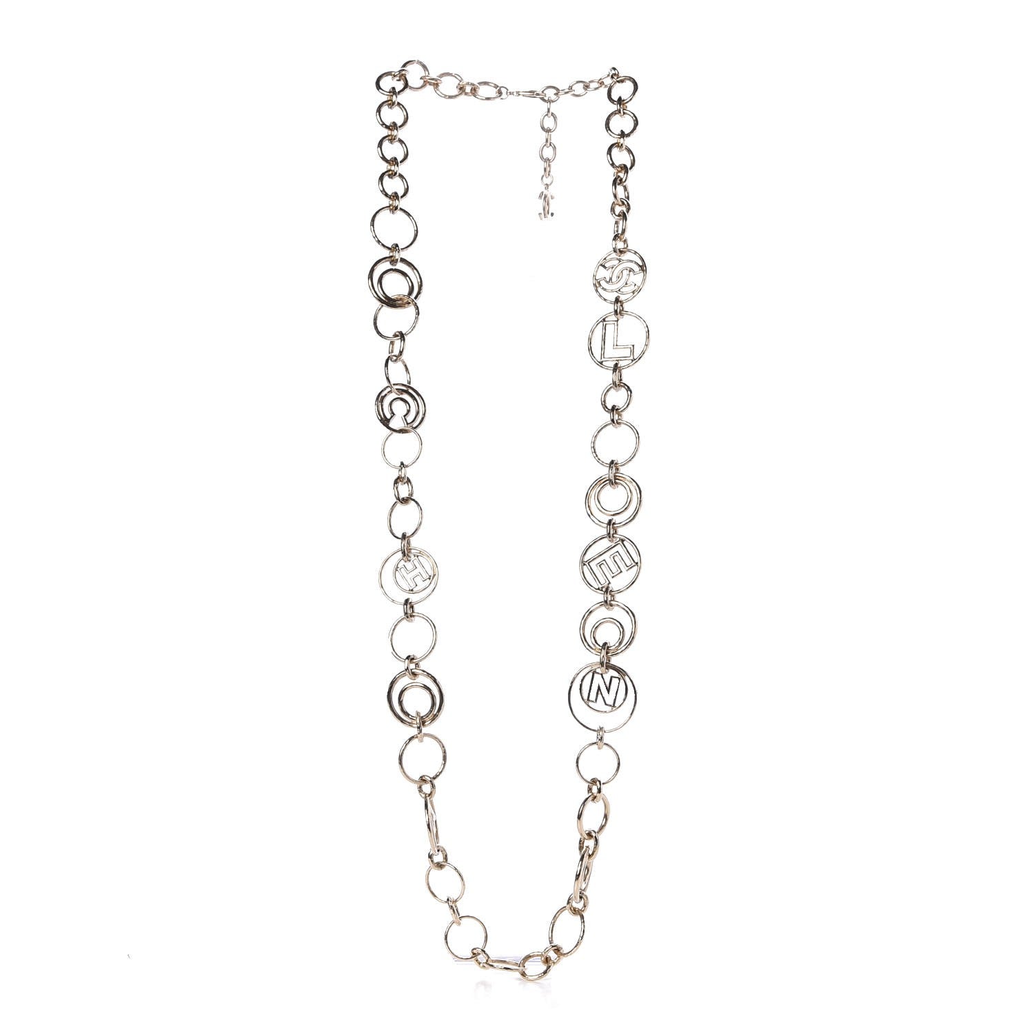 Chanel Hoop Cuba Logo Long Necklace Gold 3 of 7