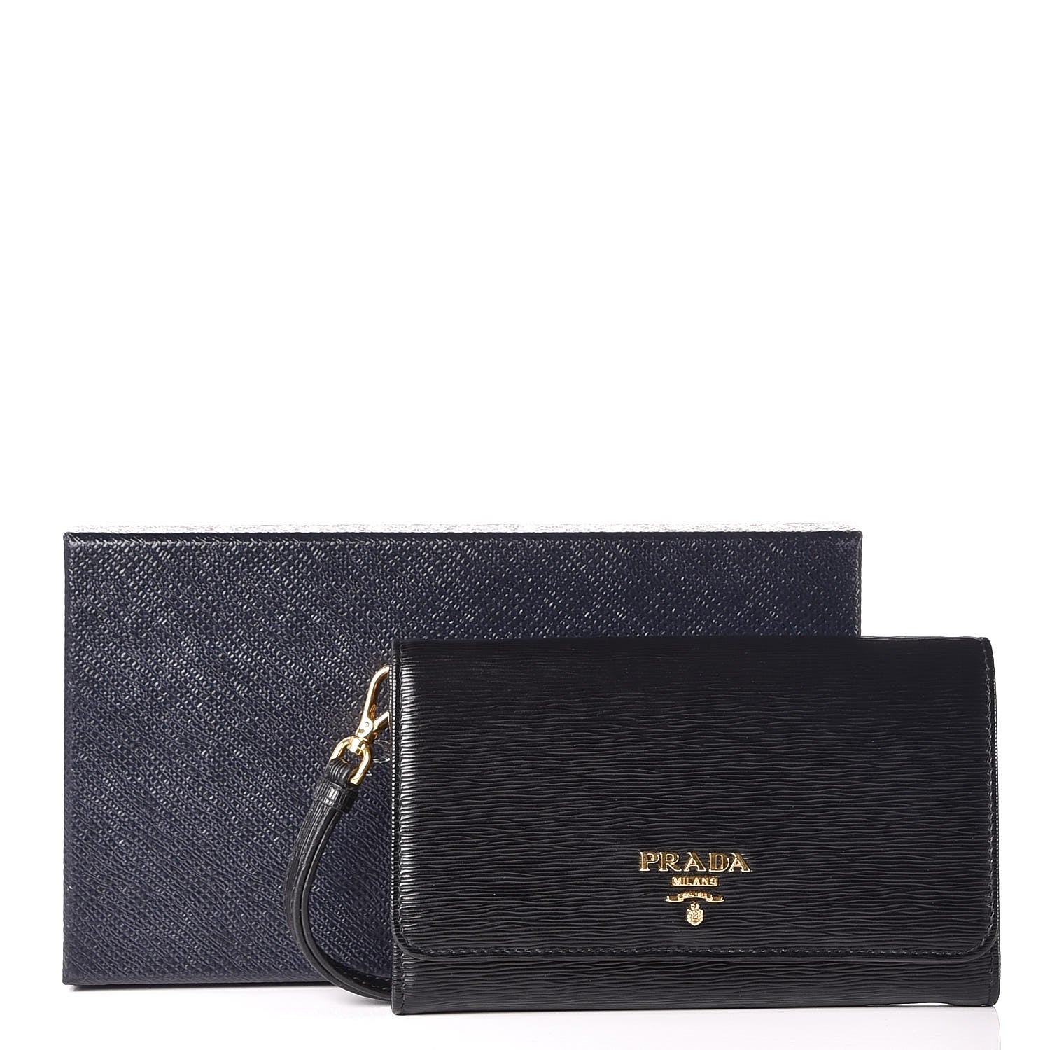 Prada Vitello Move Continental Wristlet Wallet Black 9 of 9