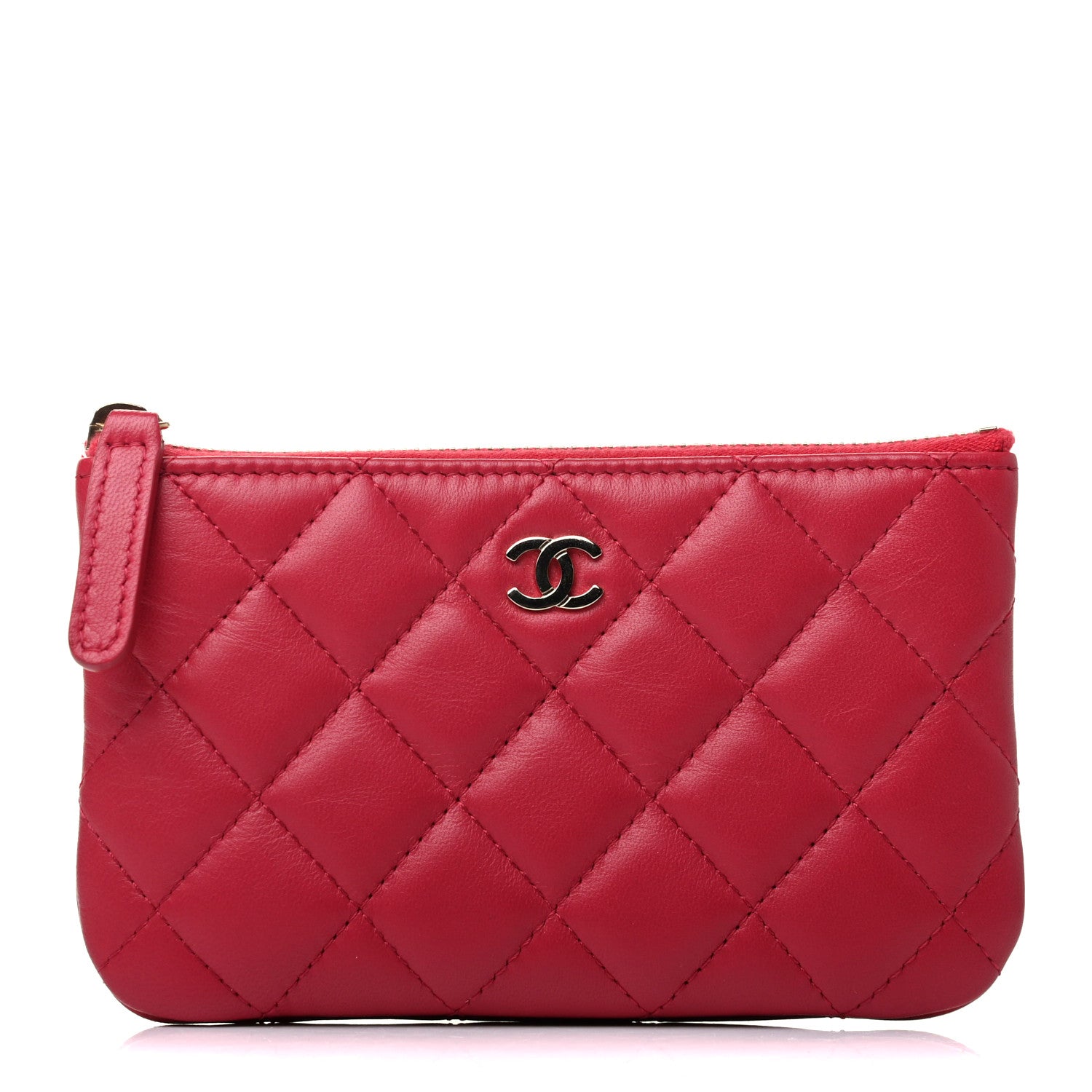 Chanel Lambskin Quilted Small Cosmetic Case Dark Pink 1 of 8
