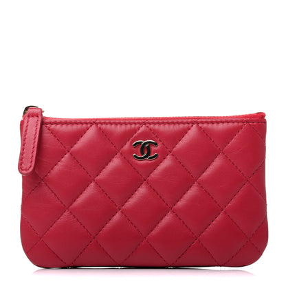 Chanel Lambskin Quilted Small Cosmetic Case Dark Pink 1 of 8