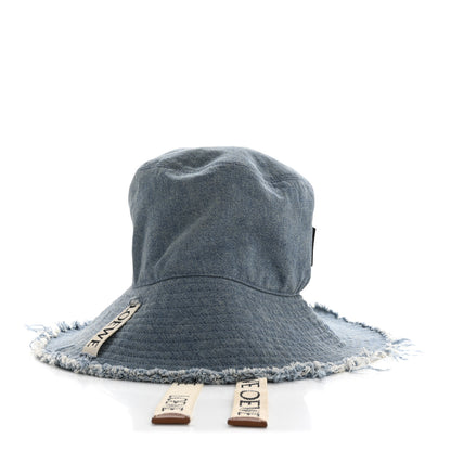 Loewe X PAULA'S IBIZA Denim Frayed Fisherman Bucket Hat 59 Blue 3 of 9