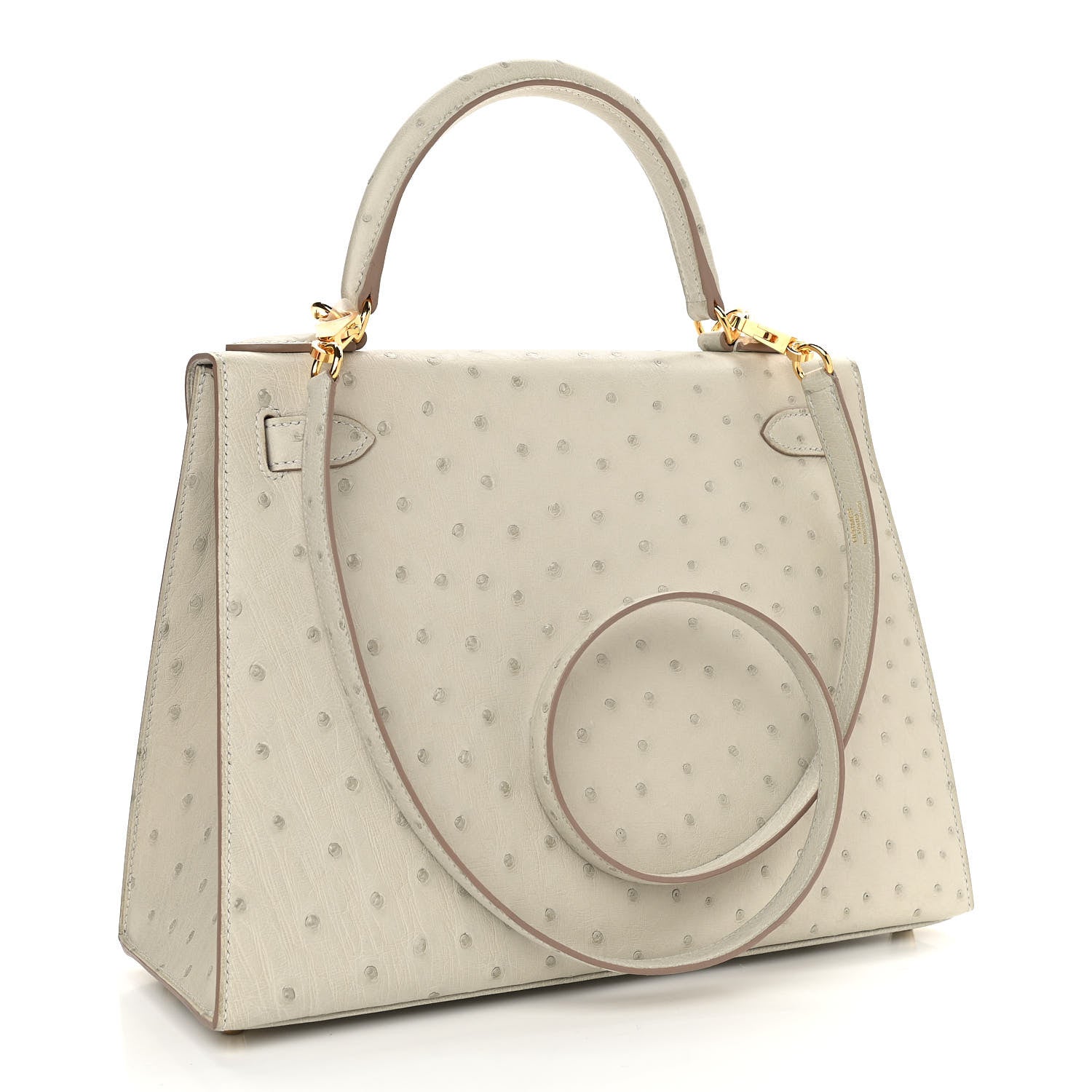 Hermes Ostrich Kelly Sellier 28 Gris Perle 3 of 11