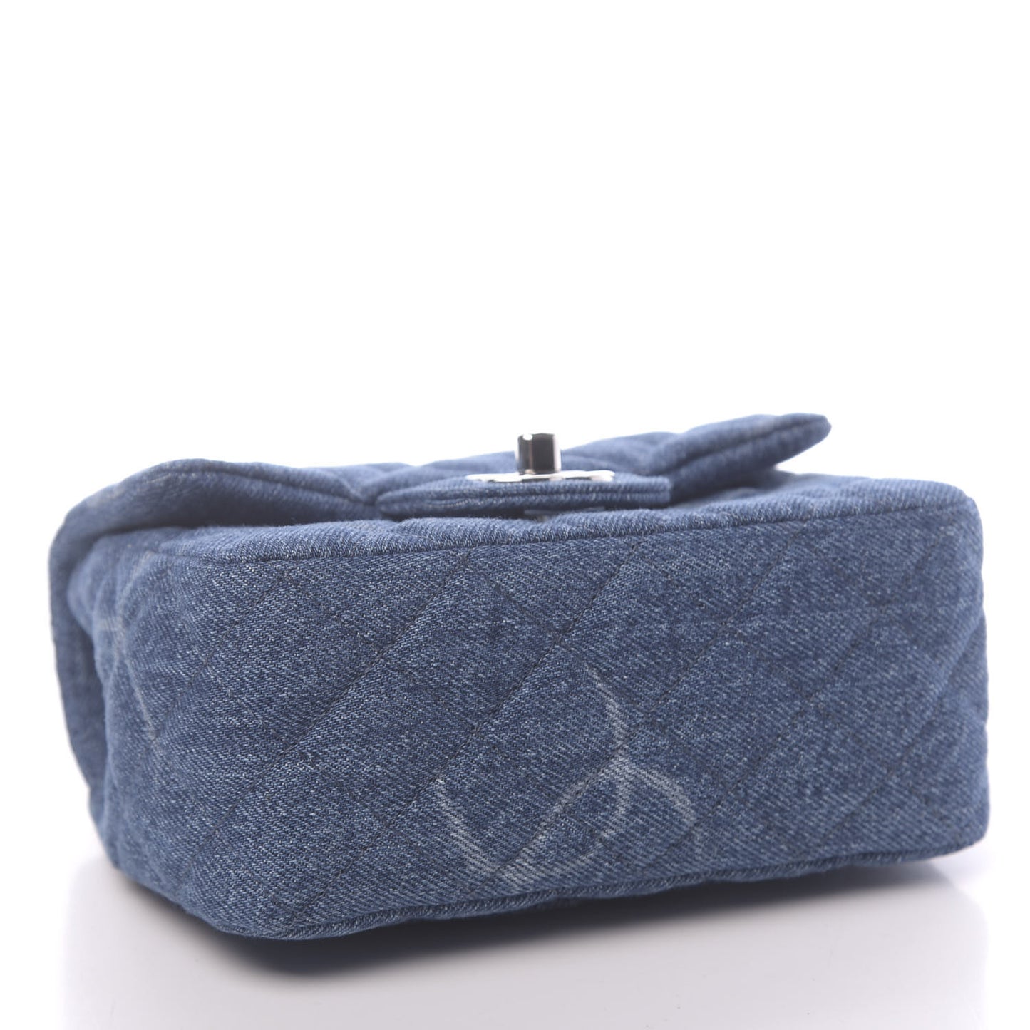 Denim CC Quilted Mini Square Flap Blue