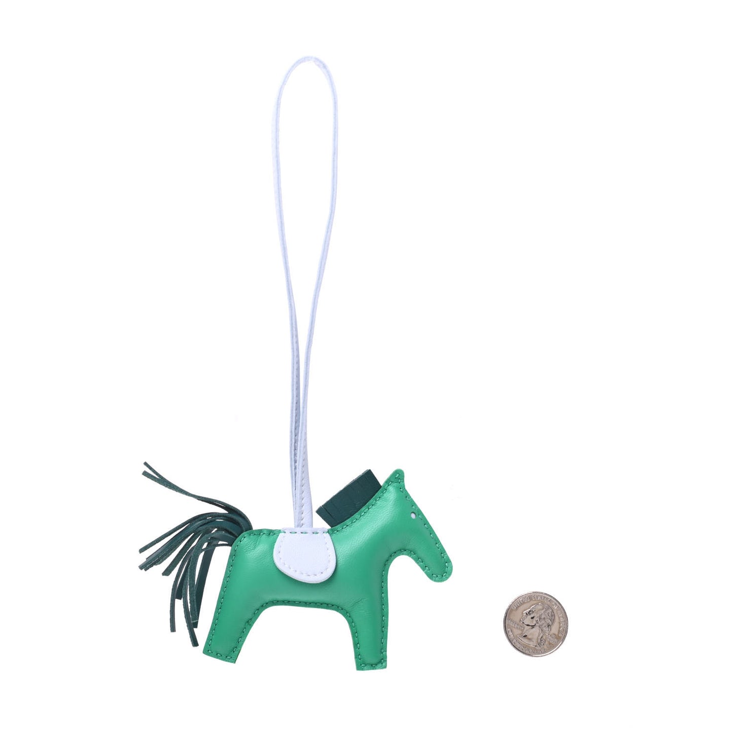 Milo Lambskin Grigri Rodeo Horse Bag Charm PM Menthe Malachite Brume