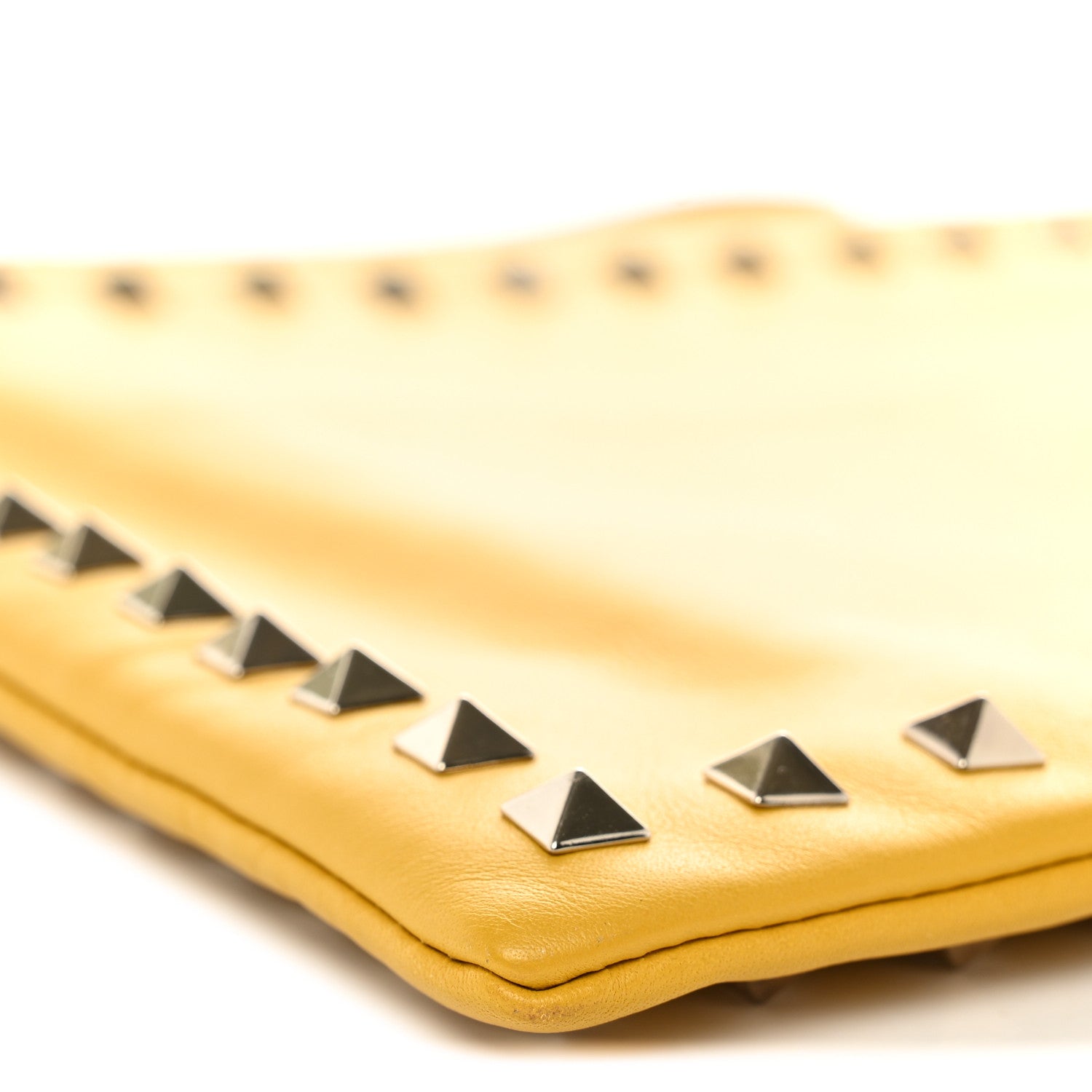 Valentino Garavani Vitello Large Rockstud Zip Wristlet Pouch Yellow 9 of 10