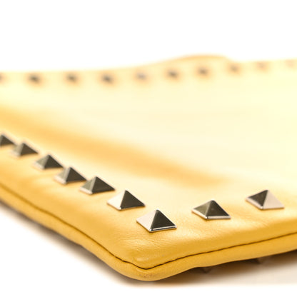 Valentino Garavani Vitello Large Rockstud Zip Wristlet Pouch Yellow 9 of 10