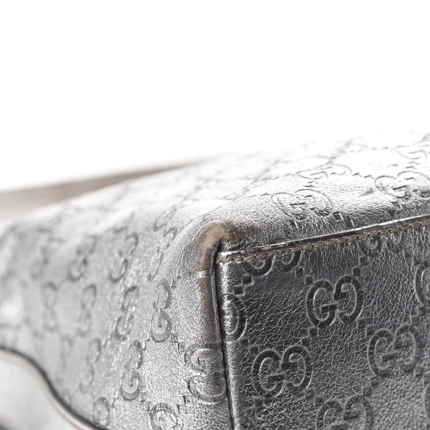 Metallic Guccissima Hobo Silver