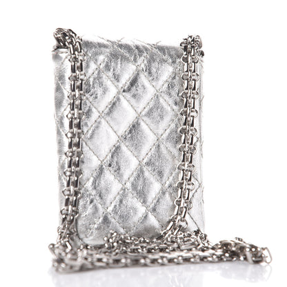 Chanel Metallic Aged Calfskin Quilted 2.55 Reissue Phone Case Silver 3 of 10
