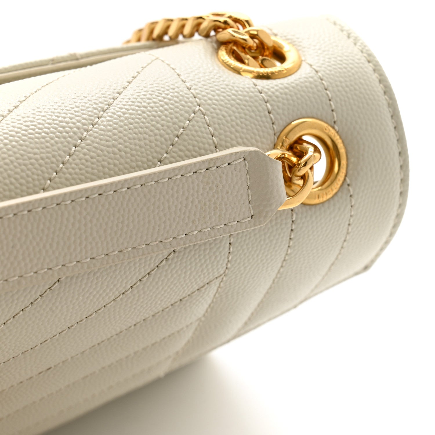 Saint Laurent Grain De Poudre Textured Mixed Matelasse Medium Triquilt Monogram Satchel Crema Soft 11 of 12