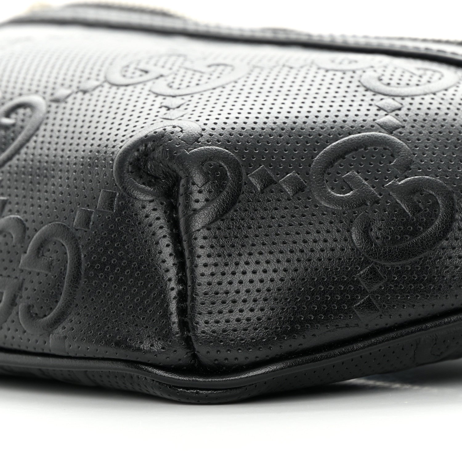 Gucci Calfskin GG Tennis Embossed Belt Bag Black 10 of 12
