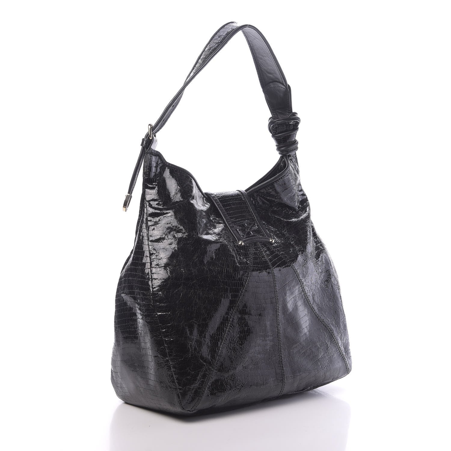 Jimmy Choo Snake Calfskin Embossed Rahmyn Hobo Bag Black 3 of 14
