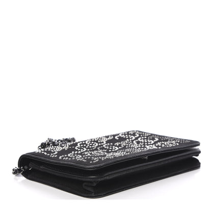 Chanel Canvas Studded CC Wallet On Chain WOC Black 5 of 14