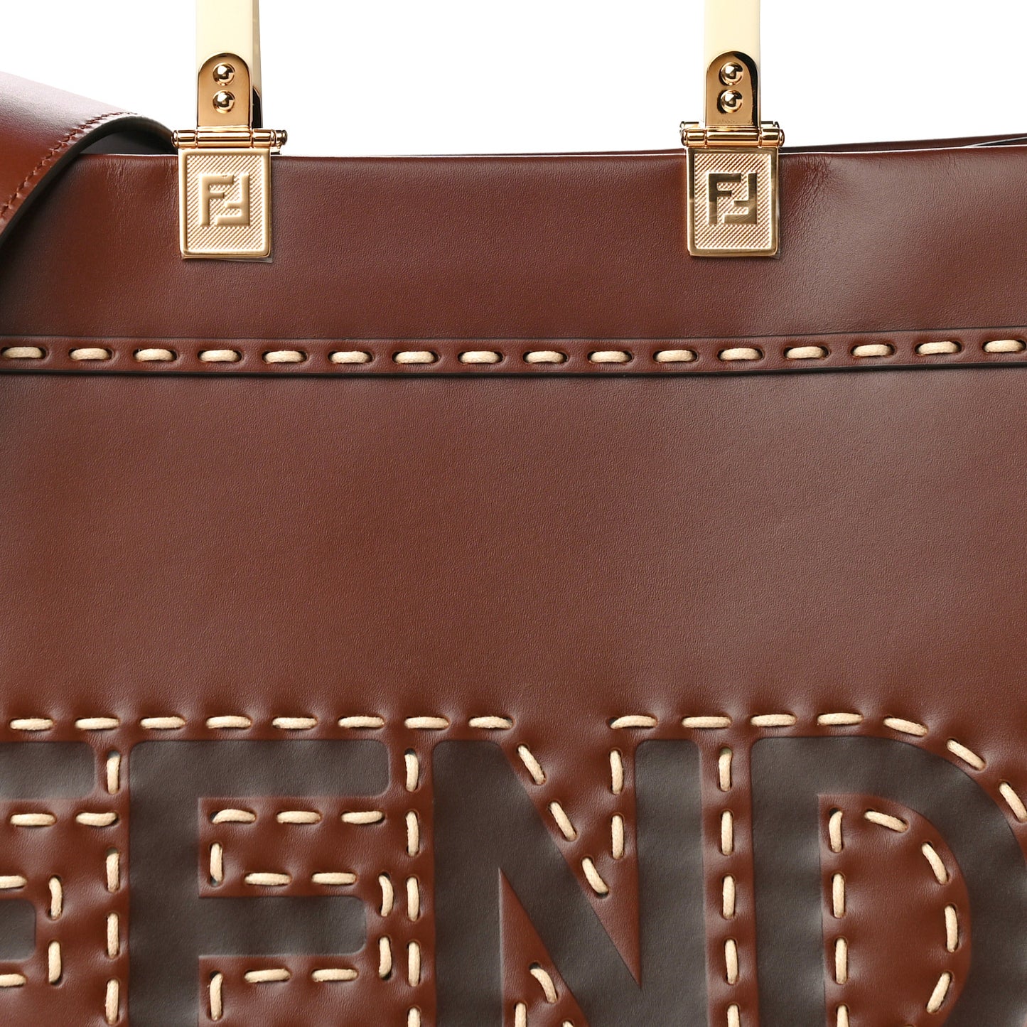 Vitello King Plexiglass Macro Stitchings Medium Fendi Sunshine Shopper Tote Praline