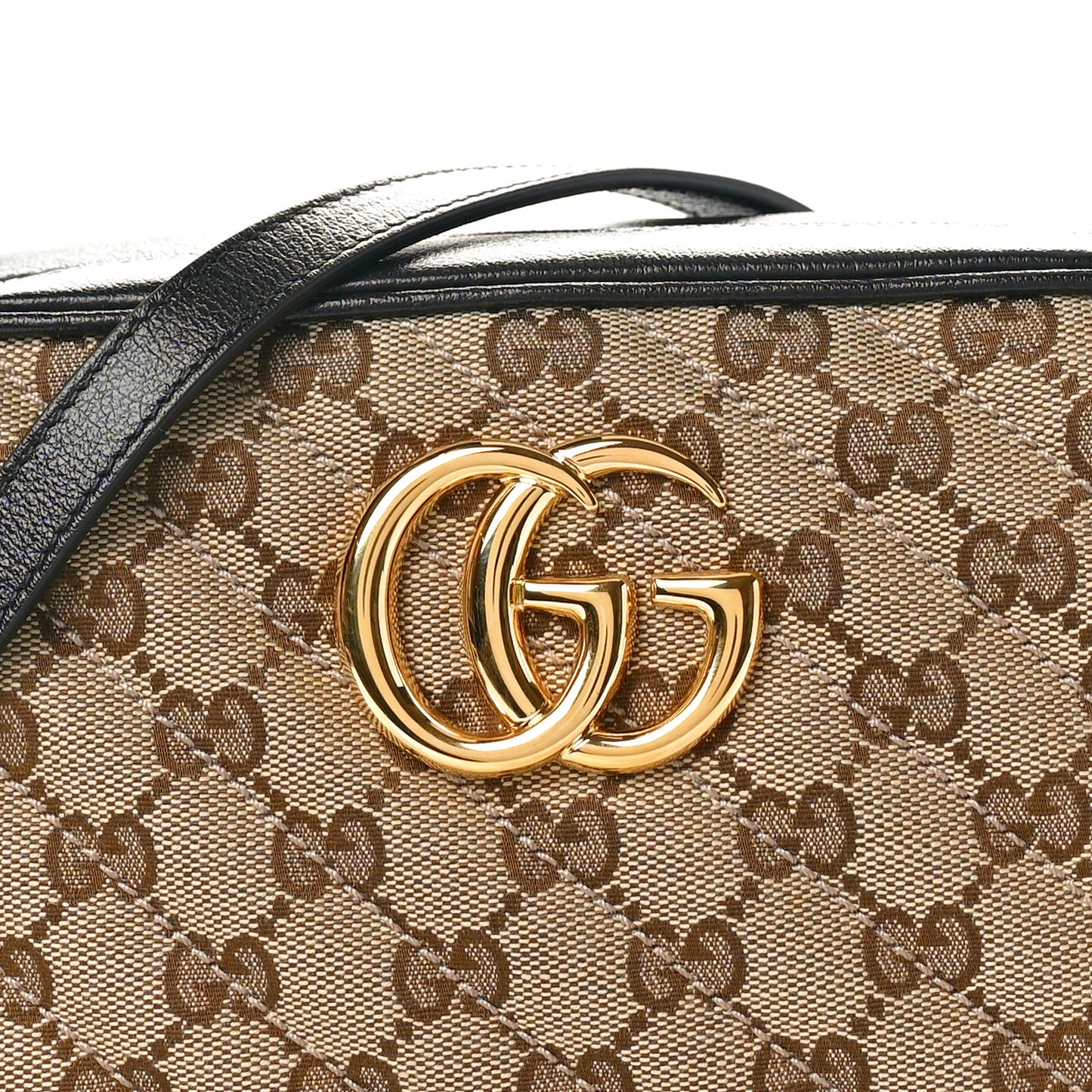 Monogram Matelasse Diagonal Small GG Marmont Chain Shoulder Bag Beige Black