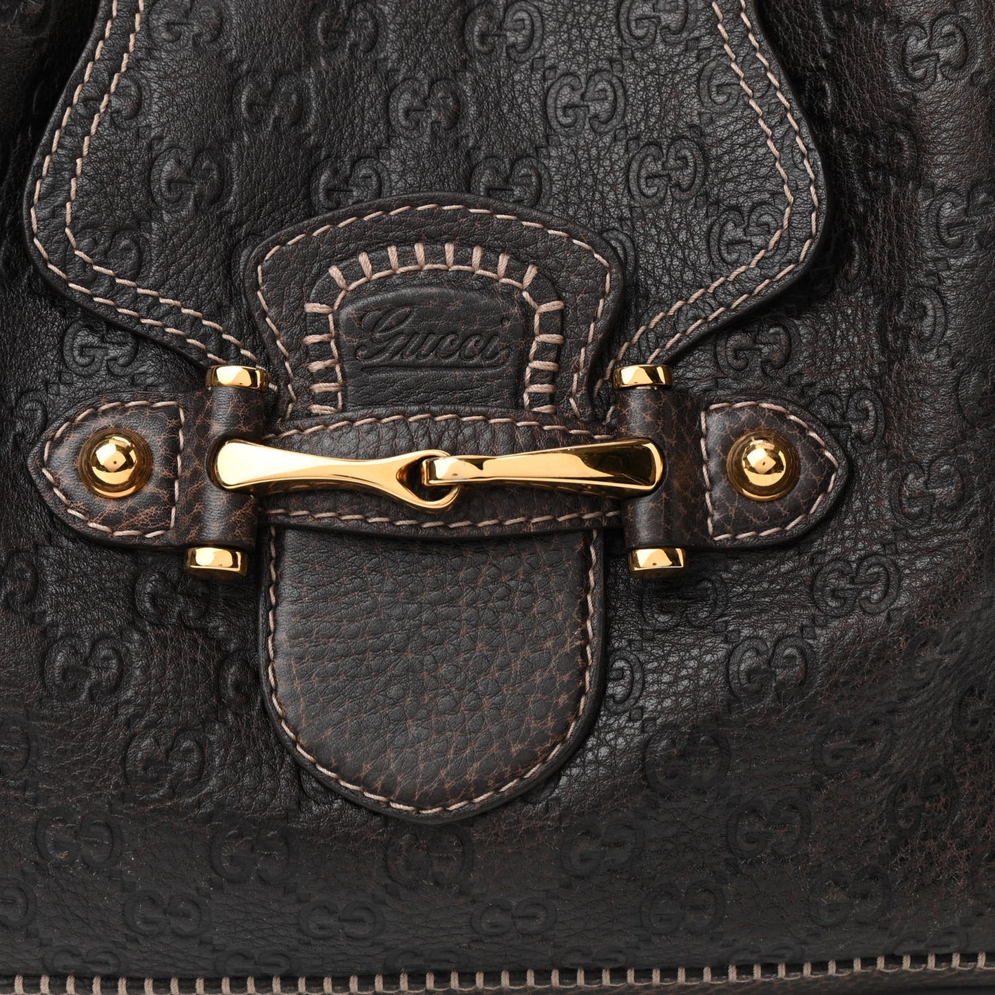Guccissima Large New Pelham Shoulder Bag Dark Brown