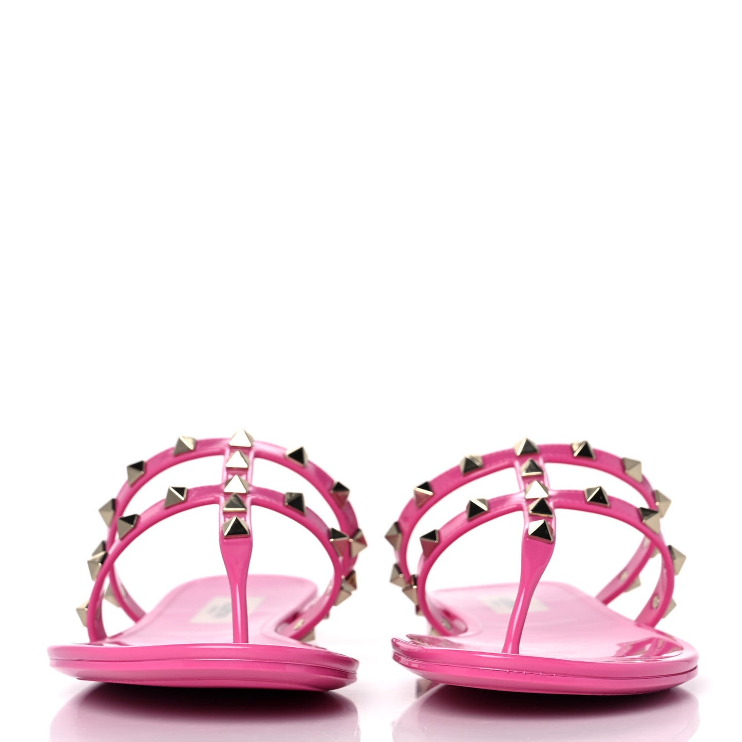 PVC Jelly Rockstud Caged Flat Thong Sandals 40 Dawn Pink